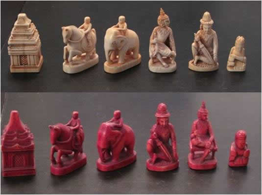 Rare Burmese 18th Century Ivory Chess Set