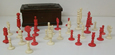 English Red and White Ivory Set, mid 19th Century