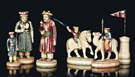 Anglo-Indian Ivory Polychrome Chess Set, 19th Century