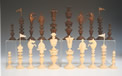 Indian Ivory Set with Prancing Knights in Fitted Case