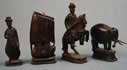 Antique Russian Kholmogory Set - Black Pawn, Rook, Knight, Bishop