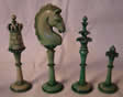 Turkish Style Set - Green Rook, Knight, Bishop, Pawn
